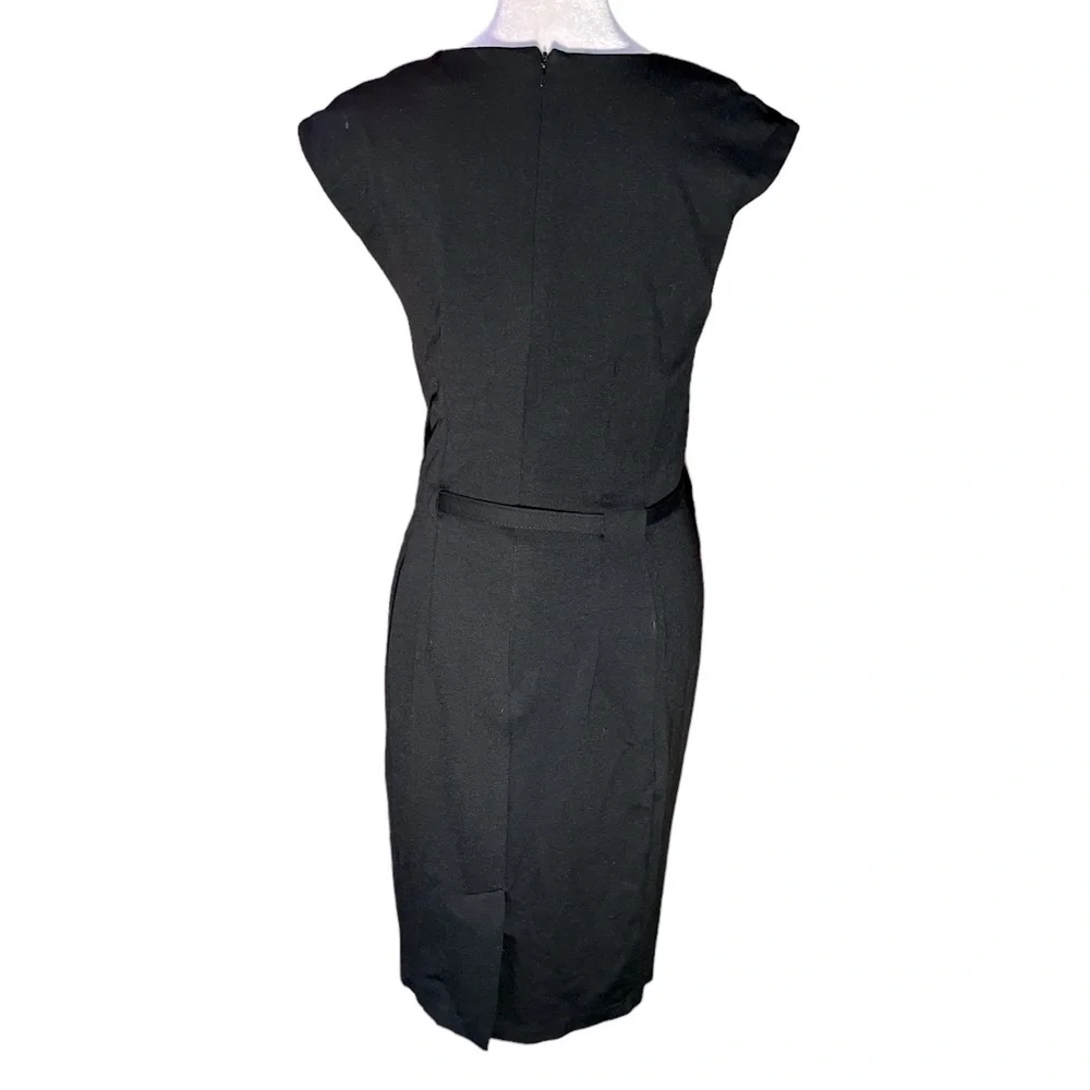 LAUREN RALPH LAUREN BLACK JERSEY SLEEVELESS BELTED MIDI DRESS GREAT CONDITION S